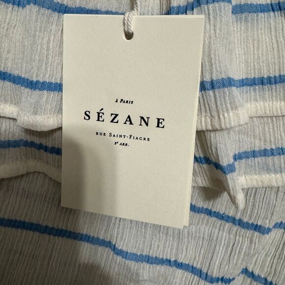 Sézane NWT Adeline striped cotton one shoulder top size 4 - Picture 6 of 7